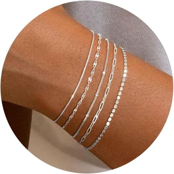 Jewelry - Silver Bracelets Set for Women Sterling Silver Adjustable Jewelry Gift